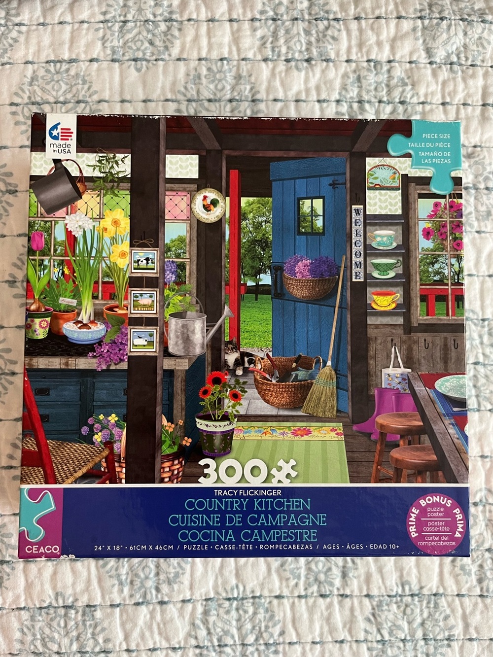 300 piece Country Kitchen Puzzle Box Art - Colorful Garden Door